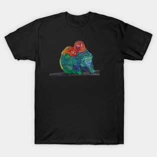 Two Colorful Loverbird Parrots T-Shirt